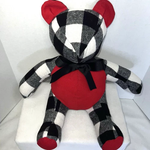 Memory Teddy Bear Plaid Stuffed 16"
