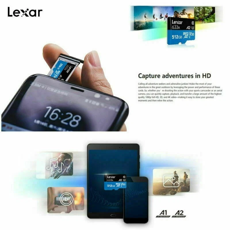 Lexar 633X 64GB 128GB 256GB 512GB U3 V10/V30 A1/A2 C10 MicroSD XC TF Memory card - Image 3 of 4