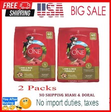 2 Packs, Purina ONE Adult Dog Dry Food - Lamb Rice, High-Protein 40 LB