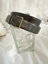 VTG GRAY Dress Belt Genuine Leather UNISEX GLAZED Size 36 Gold Buckle