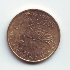 ITALY - 200 Lire (Carabinieri Art Squad) 1999 - Bronzital • 5 g • ⌀ 24 mm