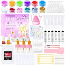 DIY Lip Gloss Making Kit 74 PCS, Purple Kids Lip Gloss Supplies Set Beginner,...
