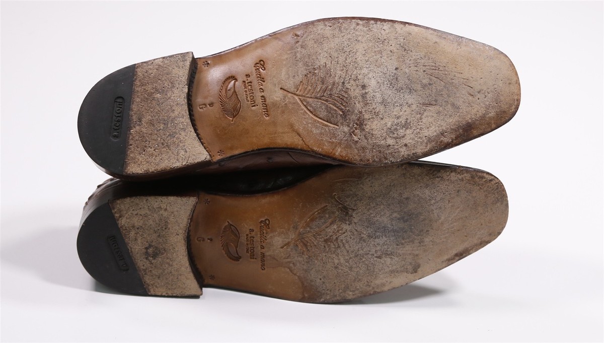 a. Testoni Real Ostrich Brown Lace-Up Oxford Dress Shoes 9  display picture 3