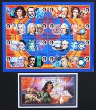 Nicaragua 1994. Scott 1985-1986. Astronomers. Sheet of 16 & souvenir sheet. MNH