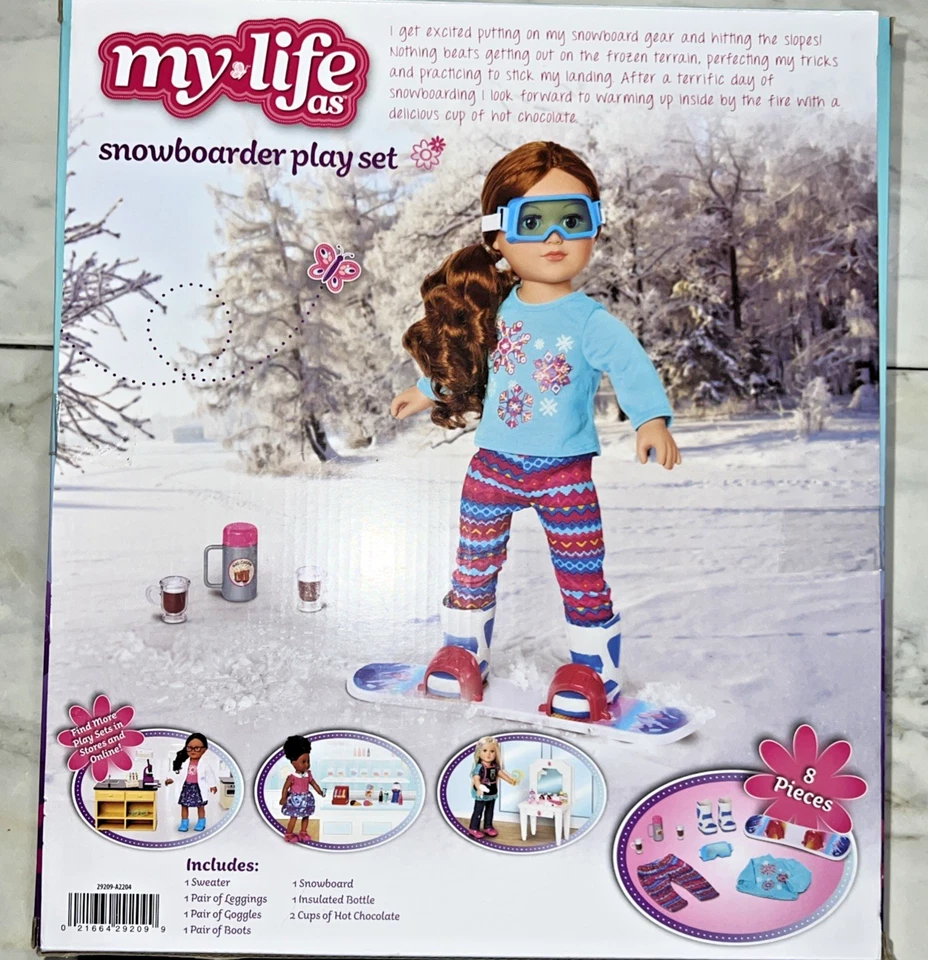 My Life as Snowboarder 8 Piece Play Set for Full Size 18" Dolls New - Image 2 of 2