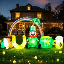St Patricks Day Inflatables Outdoor Decorations 8FT Leprechaun Green