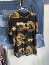 VTG 1995 Wu Wear Forever Wu Tang Clan Logo Dragons AOP All Over Print T Shirt L