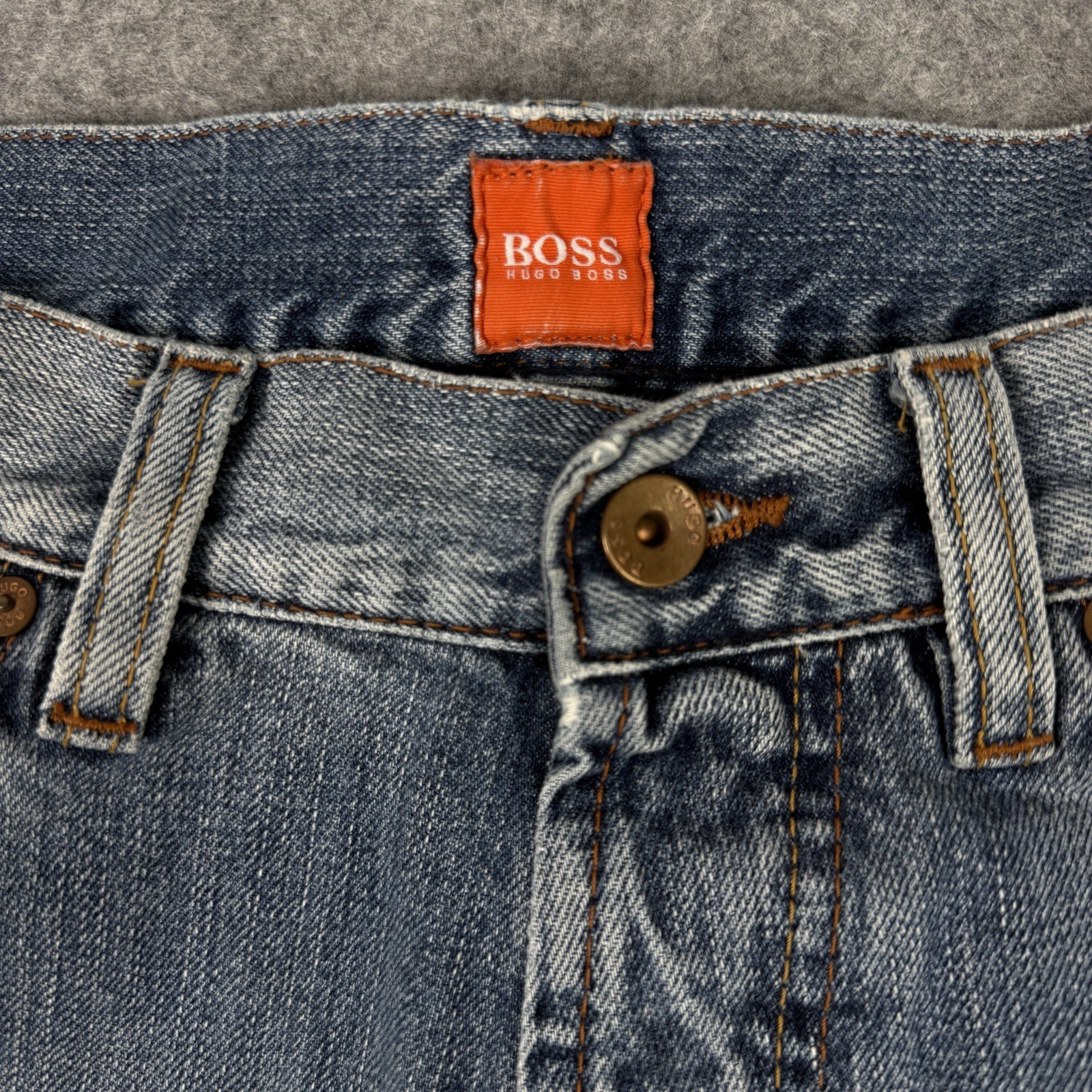 Hugo Boss Jeans Mens W34 L34 Blue HB1 Regular Fit Straight Leg Button Fly Denim thumbnail 4