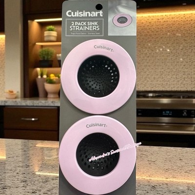 Cuisinart 2 Pack Kitchen Sink Strainer Stainless Steel Food Catcher Glossy Pink
