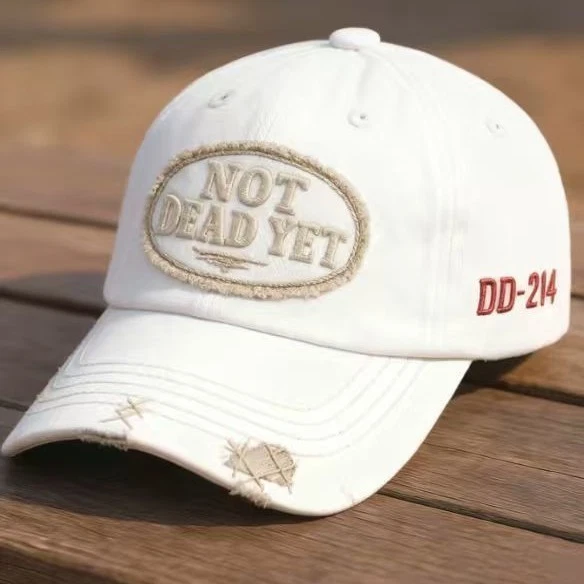 Cotton Distressed Embroidered Cap - NOT DEAD YET & DD-214 Veteran's Baseball Hat