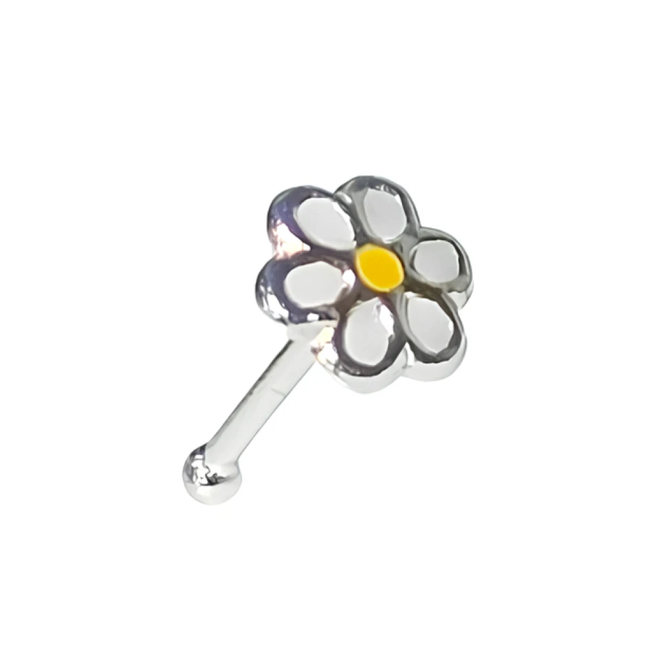 Margherita Naso Stud Flower Smaltato 22 g (0,6 mm) Argento Sterling 925 Spill... - Immagine 4 di 4