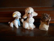 Set of 3 Dog Figurines Pug in a Shoe and 2 Poodles