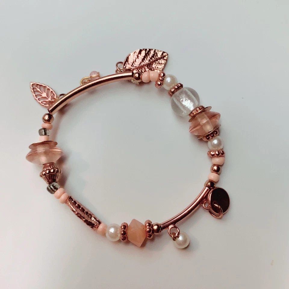 Pulsera de moda con cadena de cuentas de oro rosa rosa Foto 4 de 4