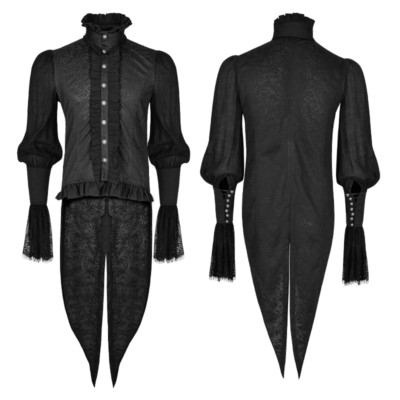 PUNKRAVE BLACK GOTHIC VAMPIRE VINTAGE LACE PUFF SLEEVES BROCADE GOTH SHIRT Y-739