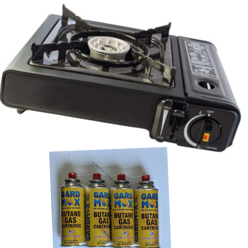 Portable Gas Stove Cooker Grill Burner Camping Garden With 4 Butane Gas