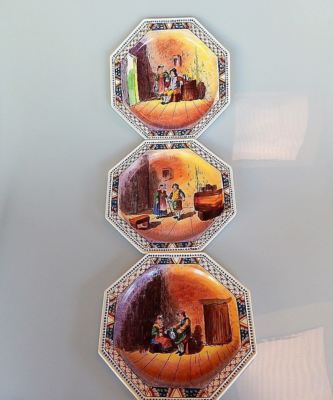 Creil et Montereau France Faience Set of 6 Winery Genre Scene Plate 1876-1884