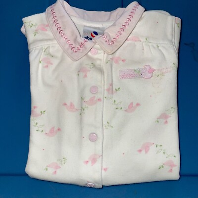 ABSORBA SLEEP AND PLAY Newborn Baby Girl footed cotton embroidered  worn 1 time