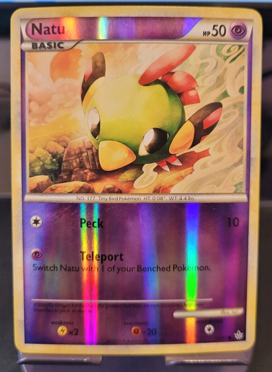 Pokemon TCG HGSS Unleashed Natu Common Reverse Holo 55/95 NM/M Condition