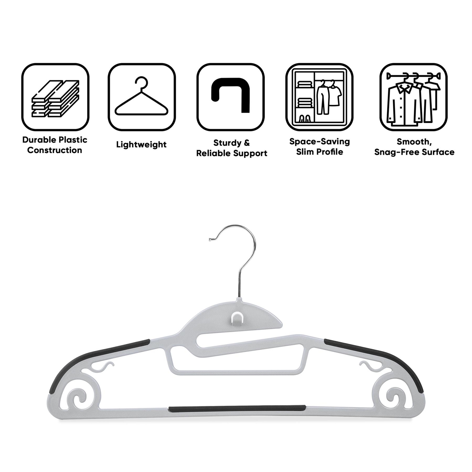 20 Pack Adult Plastic Coat Hangers Space Saving and Lightweight Clothes