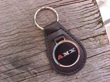 AMC AMX R/W/B LEATHER KEY FOB AMERICAN MOTORS  Hi-QUALITY MUSCLE CAR KEY HOLDER