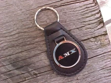 AMC AMX R/W/B LEATHER KEY FOB AMERICAN MOTORS  Hi-QUALITY MUSCLE CAR KEY HOLDER