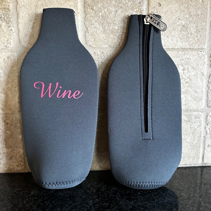 2 NEW SubZero Insulated Neoprene Cooler Gray Pink Wine Bottle Holders Koozie Lot