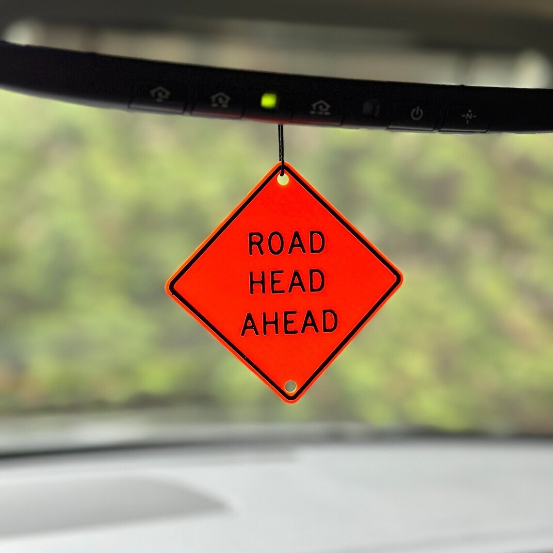 Road Head Ahead Traffic Sign Keychain Souvenir for Car Enthusiast