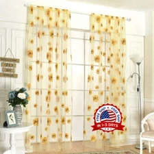 Cortinas De Girasol 37x79 Para Sala Habitacion Elegantes Modernas 2 Paneles Set