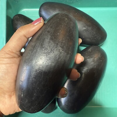 5.5  Black Shiva Lingam stone from Narmada River, India - Palm size - 1 pc
