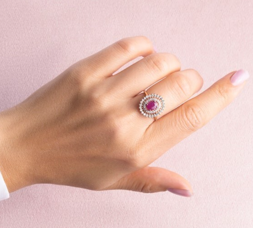 Ruby Rose Make 1.05ct Natural Round Diamond Ruby 14k BIS Hallmarked Rose Gold Wedding ...