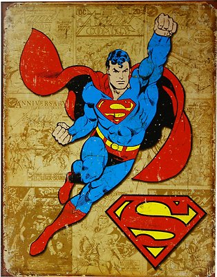 Superman Weathered Panels Comic Marvel Distressed Retro Vintage