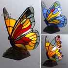 Tiffany Butterfly Table Lamp for Bedroom Stained Glass Desk Lamps Bedside Lights