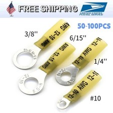 50-200Pcs Waterproof Heat Shrink Wire Connectors Crimp Ring Terminals 12-10AWG