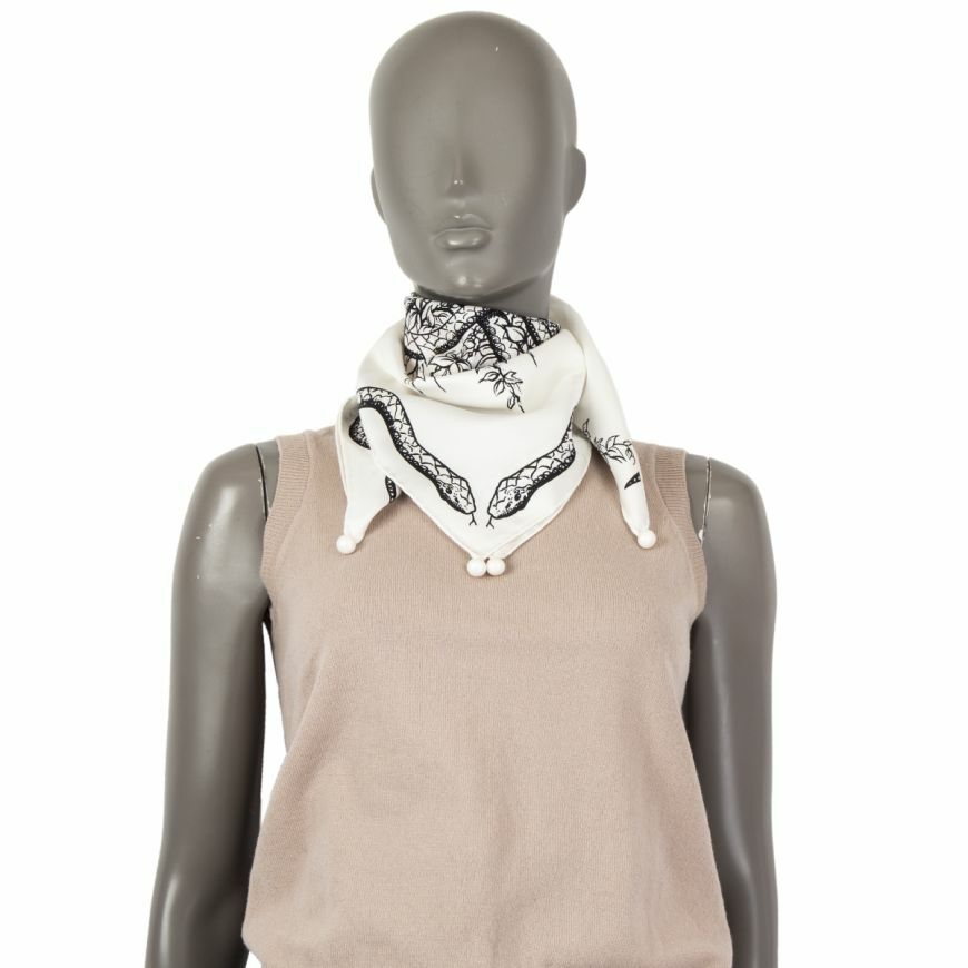 59321 auth ALEXANDER MCQUEEN white silk SNAKE SKULL Scarf | eBay
