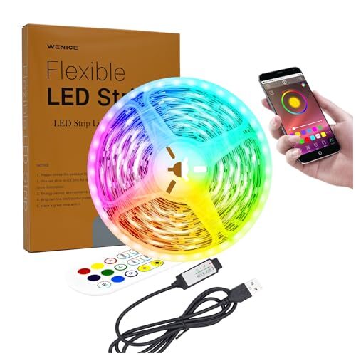 WENICE 18.1ft USB LED Light Strip for 65-85inch TV with App and Remote