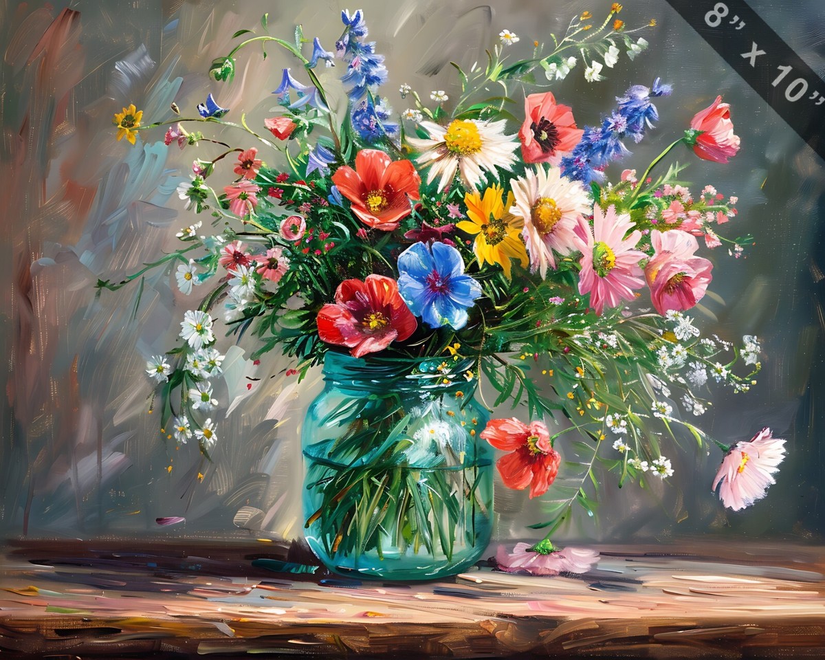 絵画 Oil painting of beautiful flowers. Oil Painting of Flowers Bright Still Life Bouquet Floral