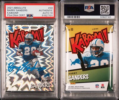 Barry Sanders 2021 Panini Absolute #K8 Kaboom SP Insert. Signed