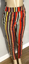 Mimi Liberte by Michel Klein 40 CRAZY STRIPES Colorful Pants Sz 36 YB**
