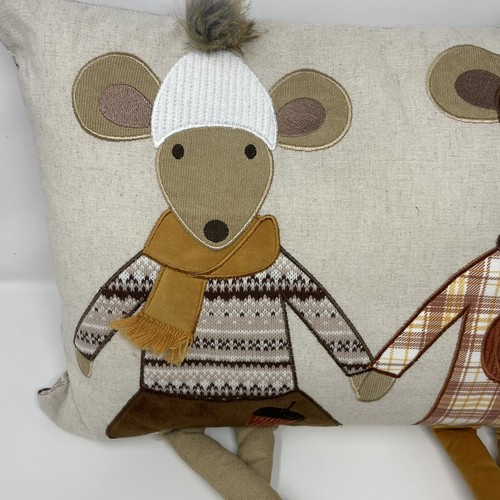 Isaac Mizrahi Fall Thanksgiving Dangle Feet Mice Pillow Rectangular 21"X14" - Picture 2 of 10