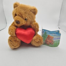 Vintage RUSS Thinking of You Teddy Bear Plush Brown Bear Valentine  s Day