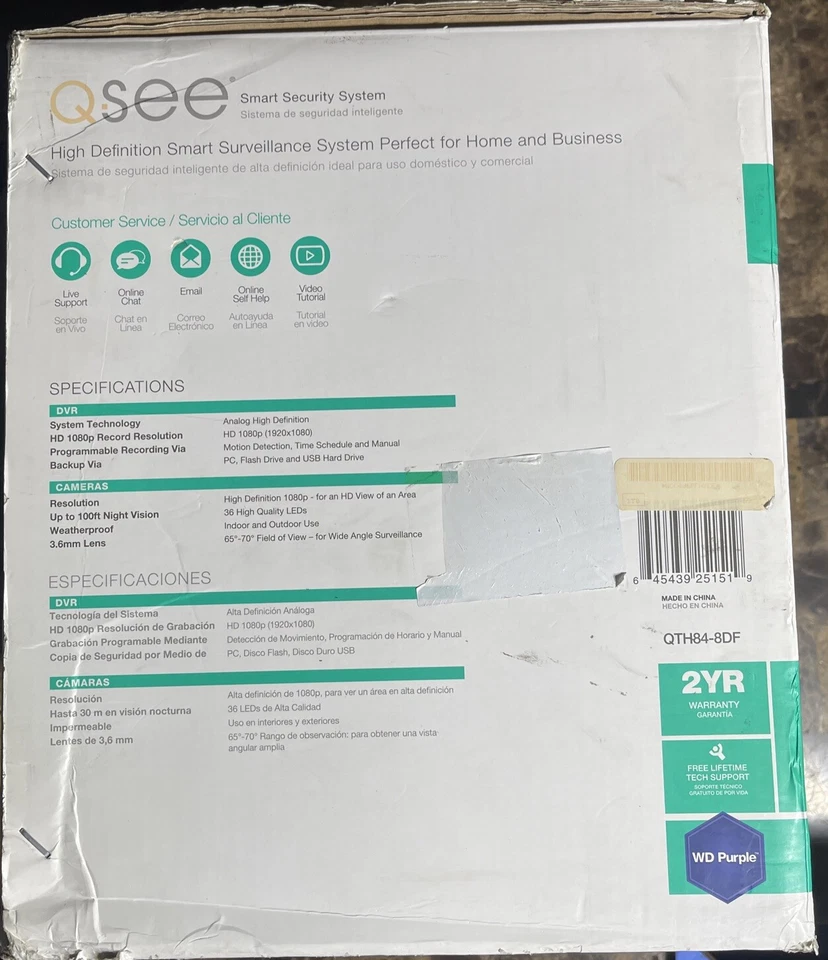 Q.see.Smart Security System.HD1080p.8CH DVR+8 Cameras Sealed - Image 2 of 4