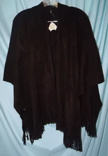 Jack & Missy Embrace Brown Fringed Lightweight Ruana Wrap Shawl One Size NWT