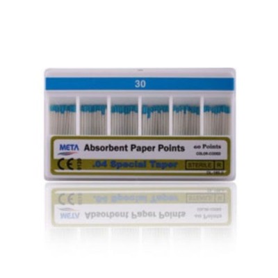 Meta Absorbent Paper Points #30, Taper 0.04, Color Coded, Spill-Proof