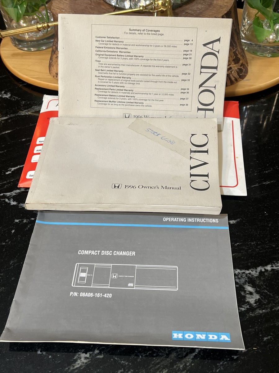 1996 Honda Civic Factory Original Owners Manual & Warranty