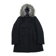 Gloverall Duffle Coat Womens 32 Black Wool Nylon Hooded Full Zip 4213 Bnwt New