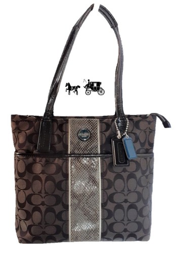 COACH Y2K Vintage Black Signature Jacquard Logo Python Stripe