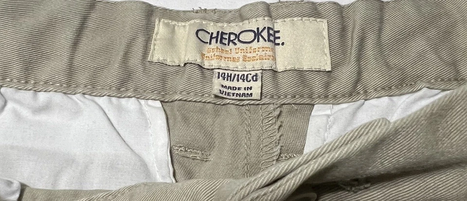 Pantalones Cortos Cherokee Caqui Beige Bermudas 100% Algodón Talla 14 Husky para Niños Foto 3 de 4