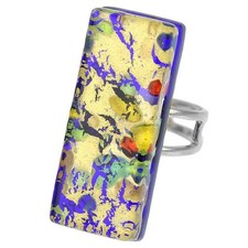 GlassOfVenice Murano Glass Venetian Reflections Rectangular Adjustable Ring - Go