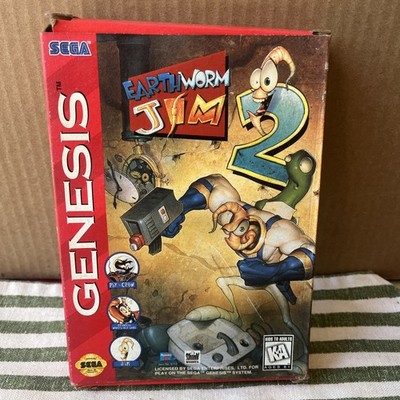 Earthworm Jim 2 - Sega Genesis Cardboard Box, Manual & Cartridge, Tested