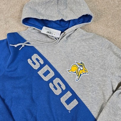 Blue 84 SDSU Jackrabbits Hoodie Mens Medium Gray Blue Diagonal Contrast NWT